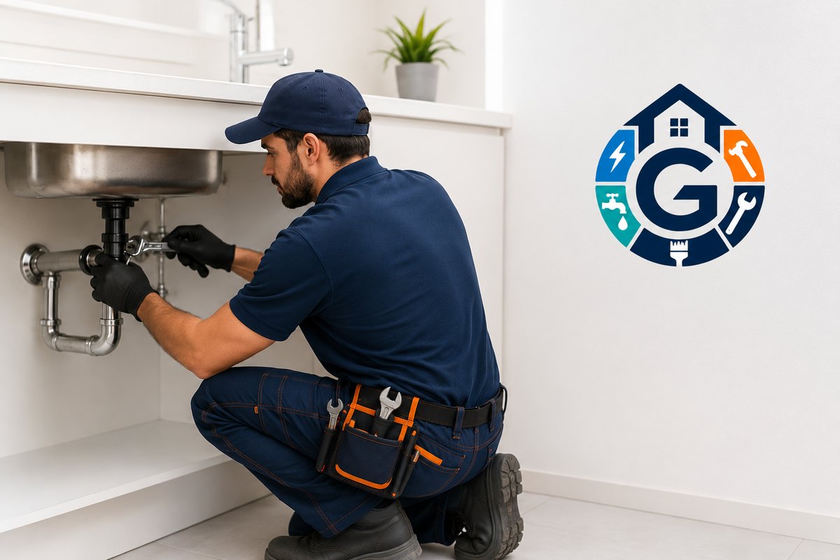Fontanero reparando una instalación de agua
